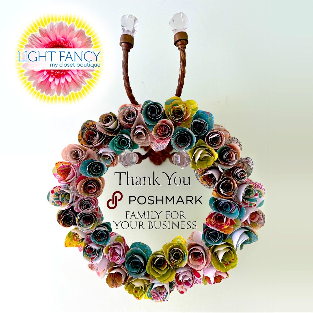 Handmade Paper Roses Wreath made by Marleny Palacios.